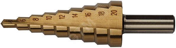 Сверло ступенчатое HSS по металлу, 5 ступеней, 4-12 мм