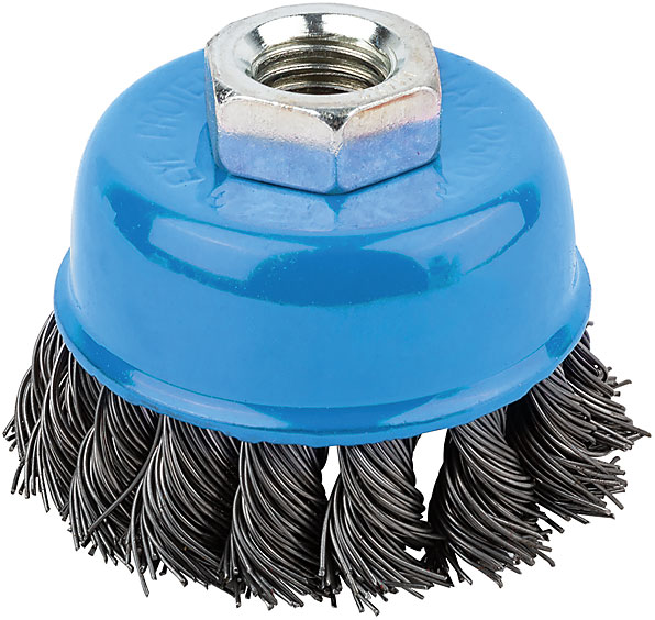 Кордщетка, тип ''чашка'', гайка М14, стальная витая проволока 65 мм
