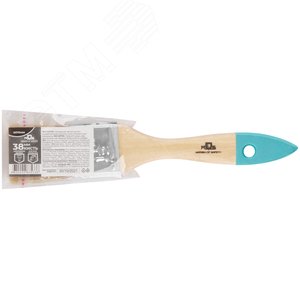 Кисть флейцевая, натур. cветлая щетина, деревянная ручка 1.5'' (38 мм) - фото 3