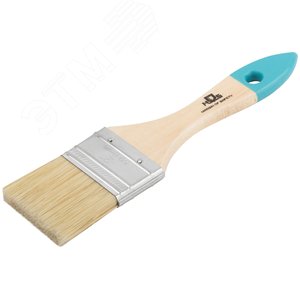 Кисть флейцевая, натур. cветлая щетина, деревянная ручка 2'' (50 мм) - фото 2