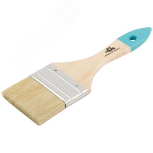 Кисть флейцевая, натур. cветлая щетина, деревянная ручка 2.5'' (63 мм) - фото 2