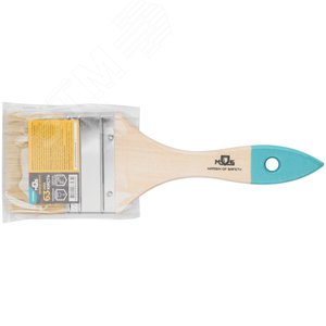 Кисть флейцевая, натур. cветлая щетина, деревянная ручка 2.5'' (63 мм) - фото 3