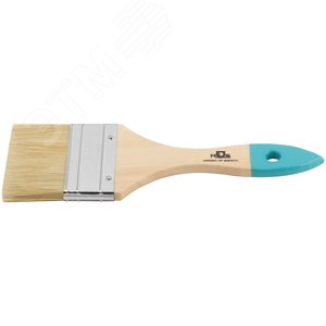 Кисть флейцевая, натур. cветлая щетина, деревянная ручка 2.5'' (63 мм) - фото 4