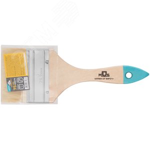 Кисть флейцевая, натур. cветлая щетина, деревянная ручка 3'' (75 мм) - фото 3