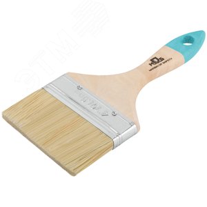 Кисть флейцевая, натур. cветлая щетина, деревянная ручка 4'' (100 мм) - фото 2