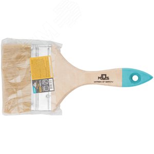 Кисть флейцевая, натур. cветлая щетина, деревянная ручка 4'' (100 мм) - фото 3