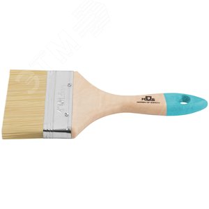 Кисть флейцевая, натур. cветлая щетина, деревянная ручка 4'' (100 мм) - фото 4