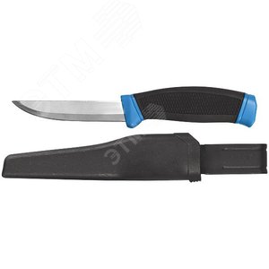 Изображение товара Нож строительный, нержавеющая сталь, прорезиненная ручка, лезвие 100 мм (шт)