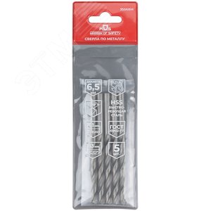 Сверла по металлу HSS, угол заточки 118град, 6,5X101 мм, (5 шт.) - фото 3