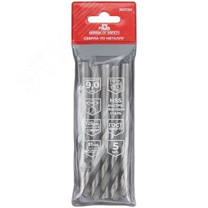 Сверла по металлу HSS, угол заточки 118град, 9,0X125 мм, (5 шт.) - фото 3