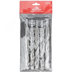 Сверла по металлу HSS, угол заточки 118град, 19,0X198 мм, (5 шт.) - фото 3