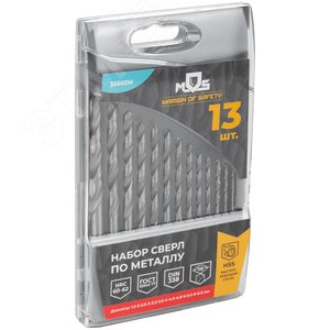 Набор сверл по металлу HSS, угол заточки 118град, пласт. кейс, 13 шт. (1.5-2.0-2.5-3-3.2-3.5-4-4.5-4.8-5-5.5-6-6.5мм) - фото 4