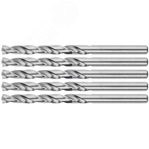 Сверла по металлу HSS шлифованные, угол заточки 135град, 4,0 x 75 мм (5 шт.)