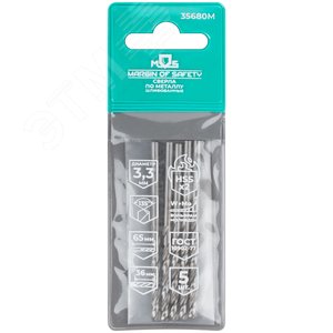 Сверла по металлу HSS шлифованные, угол заточки 135град, 3,3X65 мм (5 шт.) - фото 3