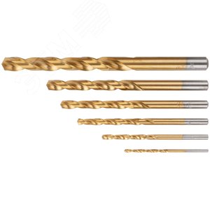 Набор сверл по металлу HSS шлифованные, титановое покрытие, угол заточки 135град, пласт. кейс, 6 шт. (2-3-4-5-6-8 мм) - фото 2