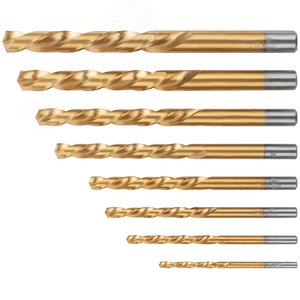 Набор сверл по металлу HSS шлифованные, титановое покрытие, угол заточки 135град, пласт. кейс, 8 шт. (3-4-5-6-7-8-9-10 мм) - фото 2