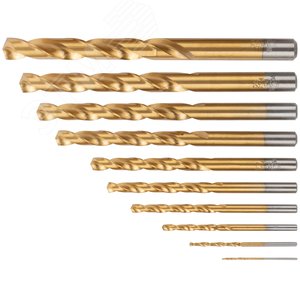 Набор сверл по металлу HSS шлифованные, титановое покрытие, угол заточки 135град, пласт. кейс, 10 шт. (1-2-3-4-5-6-7-8-9-10 мм) - фото 2