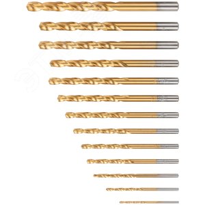 Набор сверл по металлу HSS шлифованные, титановое покрытие, угол заточки 135град, пласт. кейс, 13 шт. (1.5-2.0-2.5-3-3.2-3.5-4-4.5-4.8-5-5.5-6-6.5 мм) - фото 2