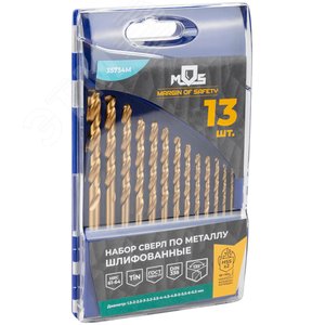 Набор сверл по металлу HSS шлифованные, титановое покрытие, угол заточки 135град, пласт. кейс, 13 шт. (1.5-2.0-2.5-3-3.2-3.5-4-4.5-4.8-5-5.5-6-6.5 мм) - фото 4