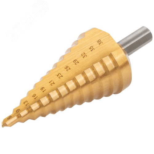 Сверло ступенчатое HSS по металлу, 12 ступеней 6-9-13-16-19-21-23-26-29-32-35-38 мм - фото 2