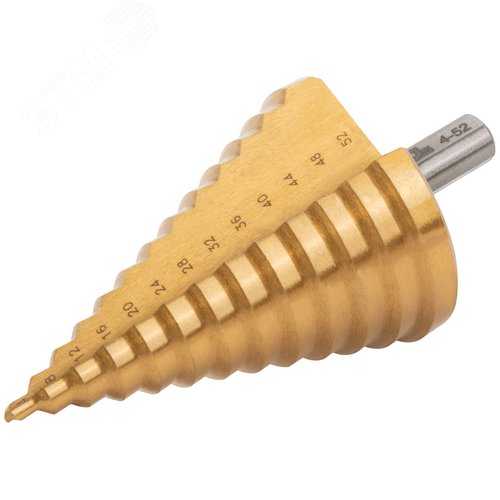 Сверло ступенчатое HSS по металлу, 13 ступеней 4-8-12-16-20-24-28-32-36-40-44-48-52 мм - фото 2