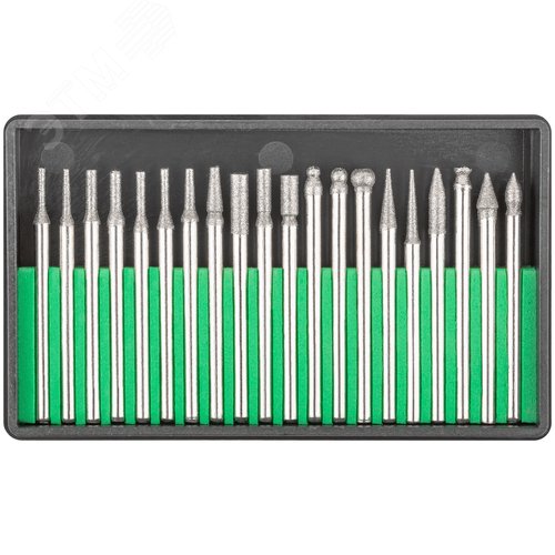 Изображение товара Шарошки, усиленная сталь с алмазным напылением, штифт диаметр 3 мм, 20 шт (шт)