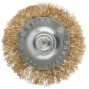 Кордщетка, тип ''колесо'', со штифтом, стальная латунированная волнистая проволока 50 мм - фото 2