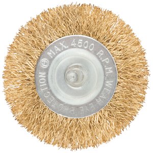 Кордщетка, тип ''колесо'', со штифтом, стальная латунированная волнистая проволока 63 мм - фото 2