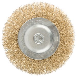 Кордщетка, тип ''колесо'', со штифтом, стальная латунированная волнистая проволока 75 мм - фото 2