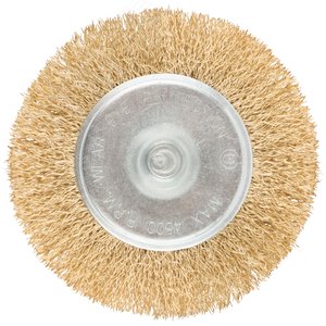 Кордщетка, тип ''колесо'', со штифтом, стальная латунированная волнистая проволока 100 мм - фото 2