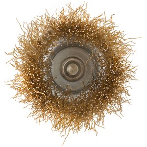 Кордщетка, тип ''чашка'', со штифтом, стальная латунированная волнистая проволока 50 мм - фото 2