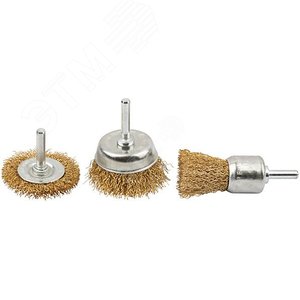 Изображение товара Корщетки со штифтом, набор 3 шт (колесо 50 мм / чашка 50 мм / венчик 25 мм) (шт)