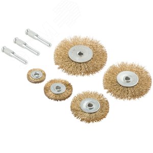 Корщетки со штифтом, набор 5 шт (колеса 25 / 38 / 50 / 63 / 75 мм) - фото 2