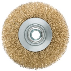 Кордщетка, тип ''колесо'' с наклоном, гайка М14, стальная волнистая латунированная проволока 100 мм - фото 4