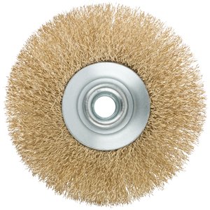 Кордщетка, тип ''колесо'' с наклоном, гайка М14, стальная волнистая латунированная проволока 115 мм - фото 4