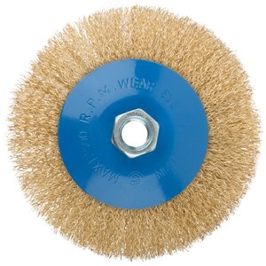 Кордщетка, тип ''колесо'' с наклоном, гайка М14, стальная волнистая латунированная проволока 125 мм - фото 2