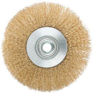 Кордщетка, тип ''колесо'' с наклоном, гайка М14, стальная волнистая латунированная проволока 125 мм - фото 4