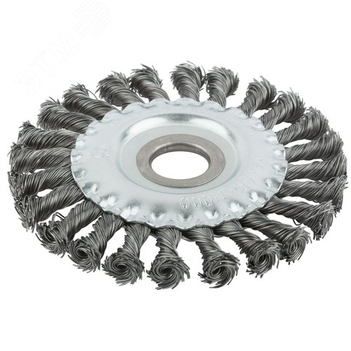 Изображение товара Кордщетка, тип ''колесо'', посадочный диаметр 22.2 мм, стальная витая проволока 125 мм (шт)