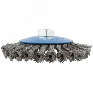 Кордщетка, тип ''колесо'' с наклоном, гайка М14, стальная витая проволока 125 мм - фото 3