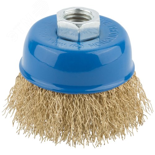 Изображение товара Кордщетка, тип ''чашка'', гайка М14, стальная латунированная волнистая проволока 65 мм (шт)