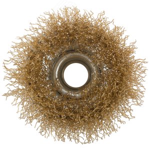 Кордщетка, тип ''чашка'', гайка М14, стальная латунированная волнистая проволока 65 мм - фото 4