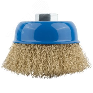 Кордщетка, тип ''чашка'', гайка М14, стальная латунированная волнистая проволока 75 мм - фото 2