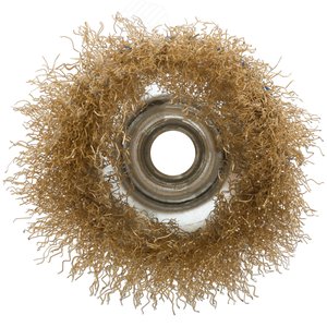 Кордщетка, тип ''чашка'', гайка М14, стальная латунированная волнистая проволока 75 мм - фото 4