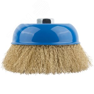 Кордщетка, тип ''чашка'', гайка М14, стальная латунированная волнистая проволока 125 мм - фото 2