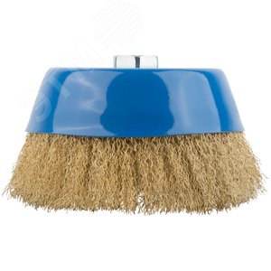 Кордщетка, тип ''чашка'', гайка М14, стальная латунированная волнистая проволока 150 мм - фото 2