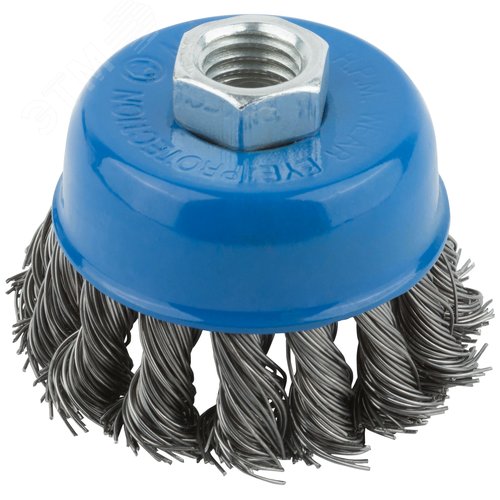 Изображение товара Кордщетка, тип ''чашка'', гайка М14, стальная витая проволока 65 мм (шт)