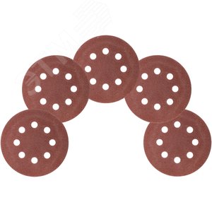 Круги шлифовальные с отверстиями (липучка), алюминий-оксидные, 125 мм, 5 шт Р 40 гибкая -14А - фото 4