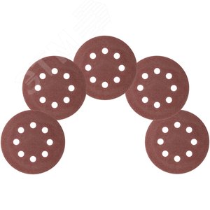 Круги шлифовальные с отверстиями (липучка), алюминий-оксидные, 125 мм, 5 шт Р 60 гибкая -14А - фото 4