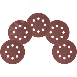 Круги шлифовальные с отверстиями (липучка), алюминий-оксидные, 125 мм, 5 шт Р 80 гибкая -14А - фото 4