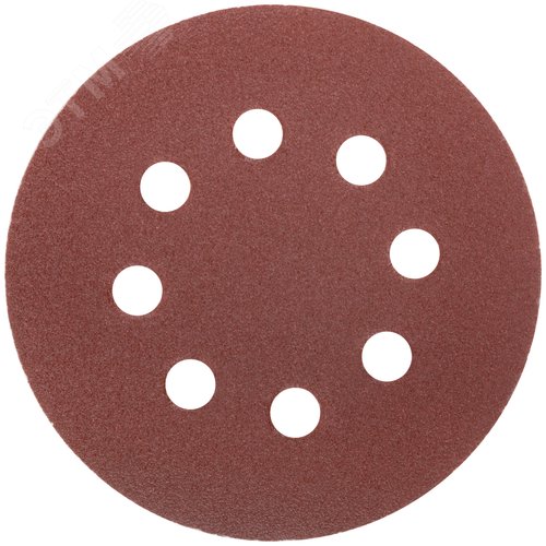 Изображение товара Круги шлифовальные с отверстиями (липучка), алюминий-оксидные, 125 мм, 5 шт Р 100 гибкая -14А (упак)
